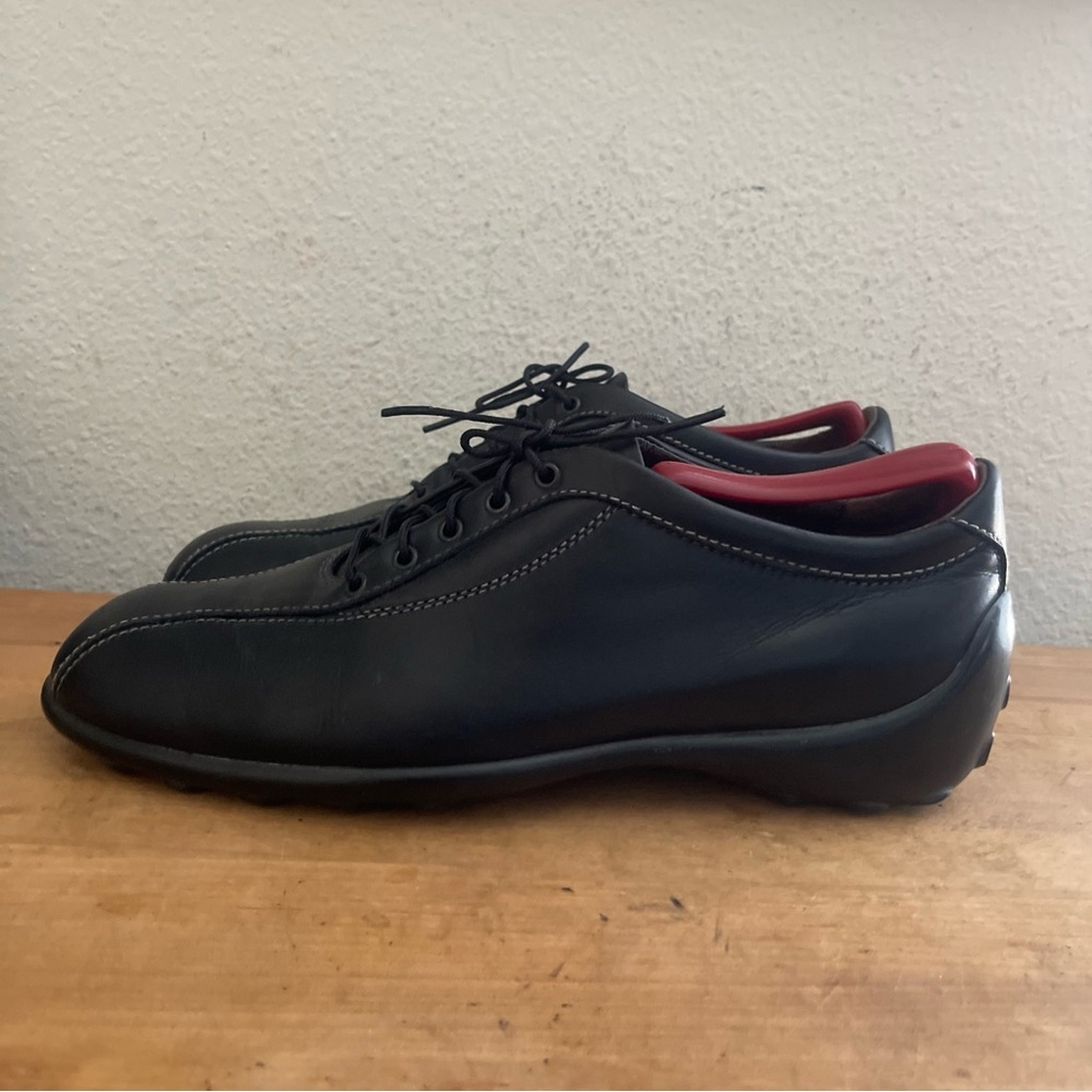 Tods Womens Driving Sneaker Black   Leather Lace Up Bowling/Walking Shoes Sz 8. - Picture 4 of 9